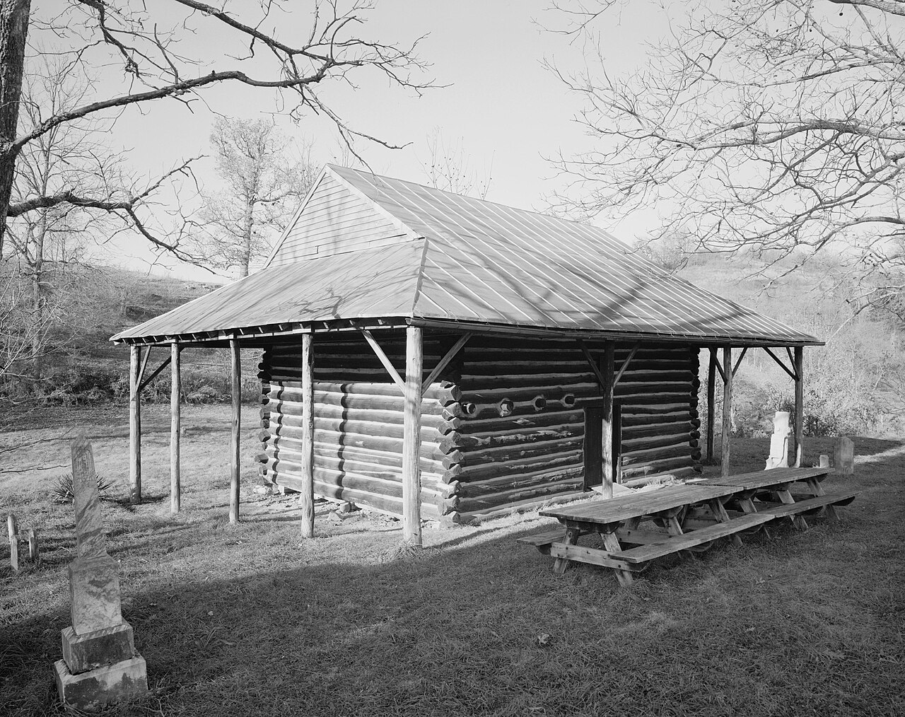 Historic black-and-white photograph of Old Rehoboth Church from the Historic American Buildings Survey